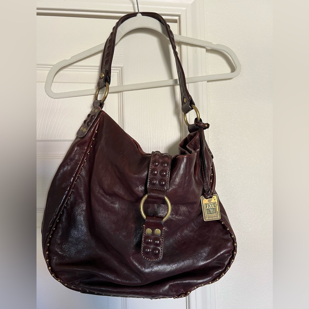 Frye Brown Leather Hobo Bag with Braided Details
